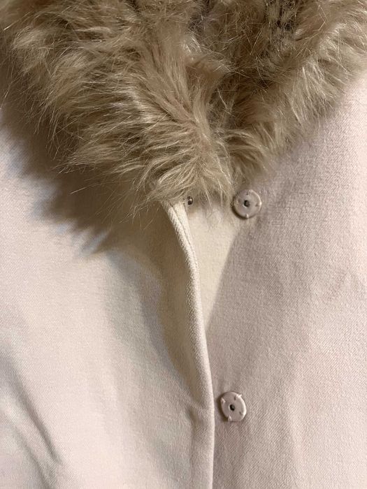 бяло/бежево пролетно яке палто H&M с косъм L