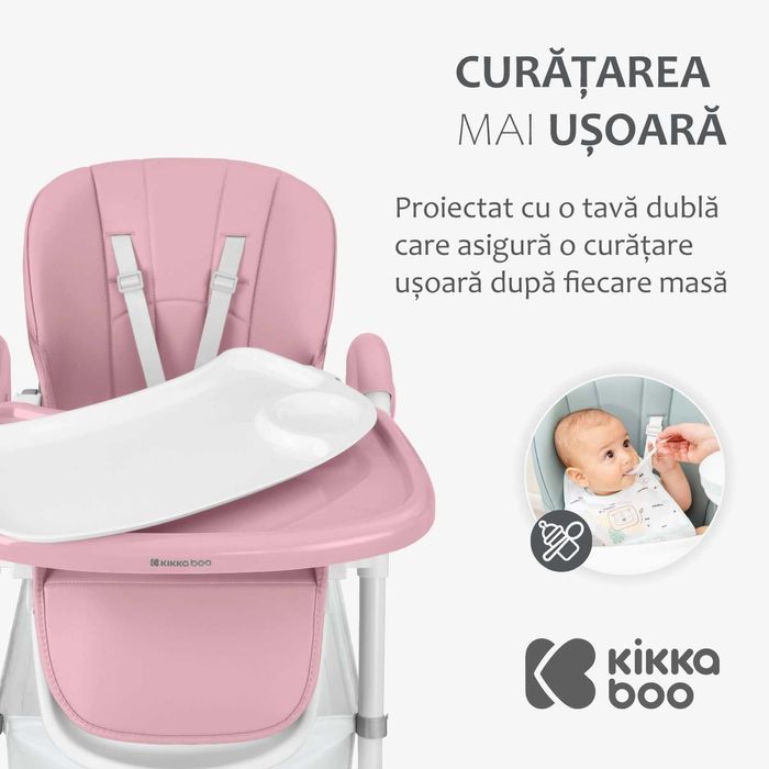 Scaun de masa pentru copii KikkaBoo – Spicy+, Roz