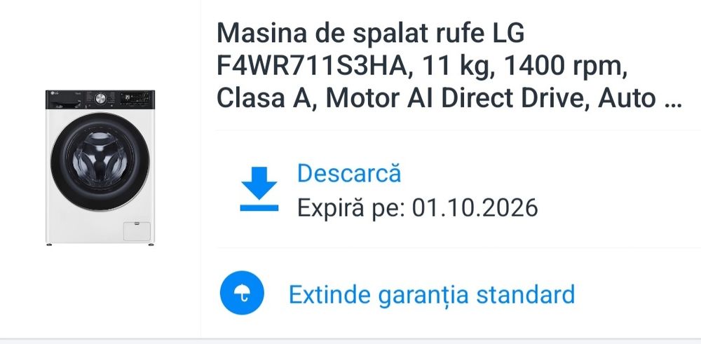 Msina de spalat rufe LG MODEL : F4WR711S3HA 101