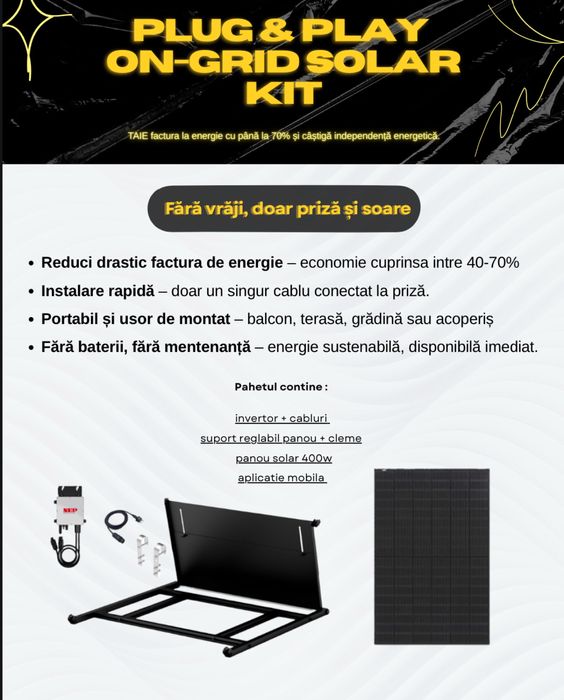 Kit panou solar   Plug and play micro invertor 400w