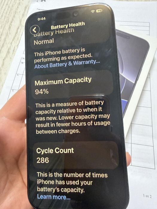 iPhone 16 Pro Max Black titanium , в гаранция до 09.12.2026,94% batt