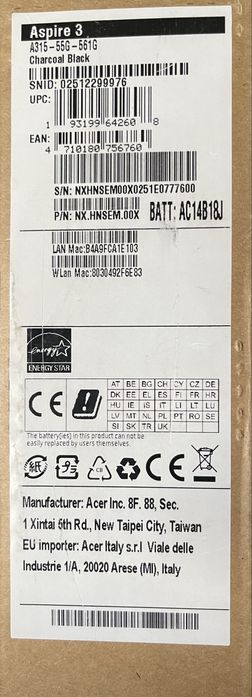 Noutbuk Aspire 3 A315 - 55G - 561G