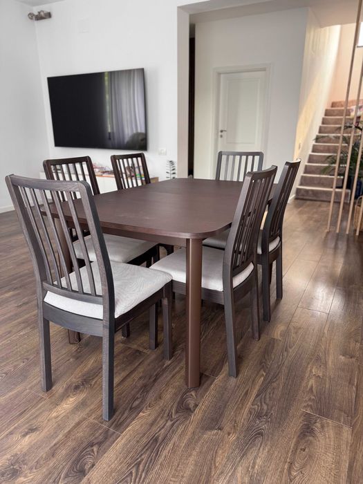 Masa extensibila IKEA STRANDTORP + Scaune - living