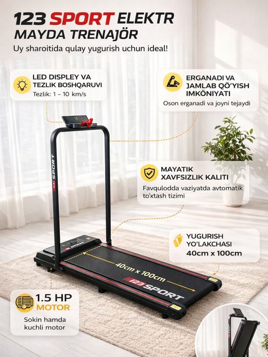 Smart yugurish yo‘lagi – 120 kg gacha, Ixcham va Mustahkam