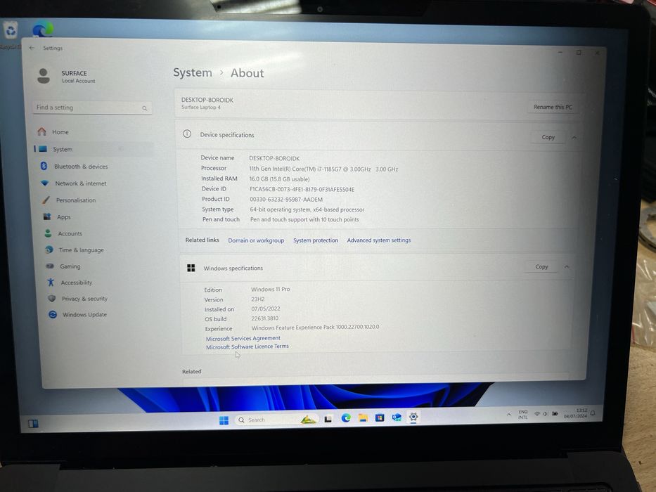 laptop Microsoft Surface  4 i7-1185G7 16Gb,  512 ssd