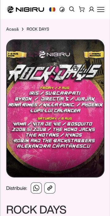 Vand bilet la Nibiru Rock Days 7-8 august