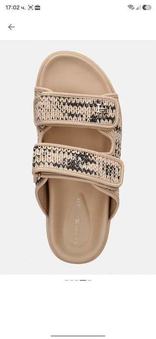 Tommy Hilfiger чехли дамски DOUBLE STRAP RAFFIA SANDAL