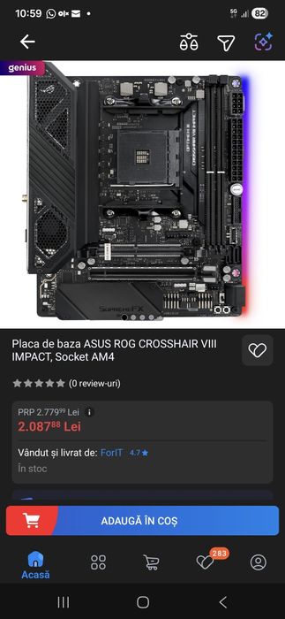 Asus Crosshair VIII Impact DTX x570 AM4