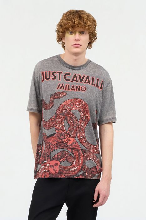 Мъжка тениска Just Cavalli T-Shirt With Logo And Snakes 
мъжка тениска
