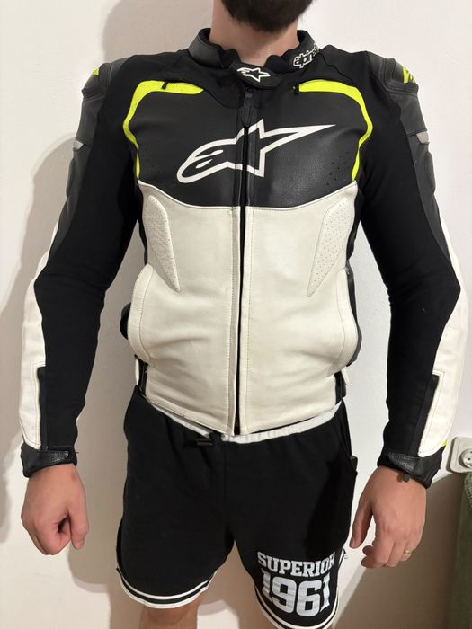 Geaca Moto Piele cu cocoasa Alpinestars GP PRO - M (50) Yellow Fluo