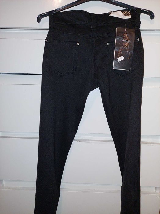 Blugi/jeans/pantaloni negri cu piele TRANSPORT GRATUIT