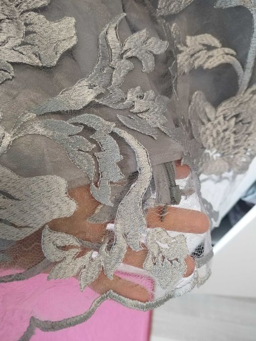 Rochie argintie cu dantela super eleganta