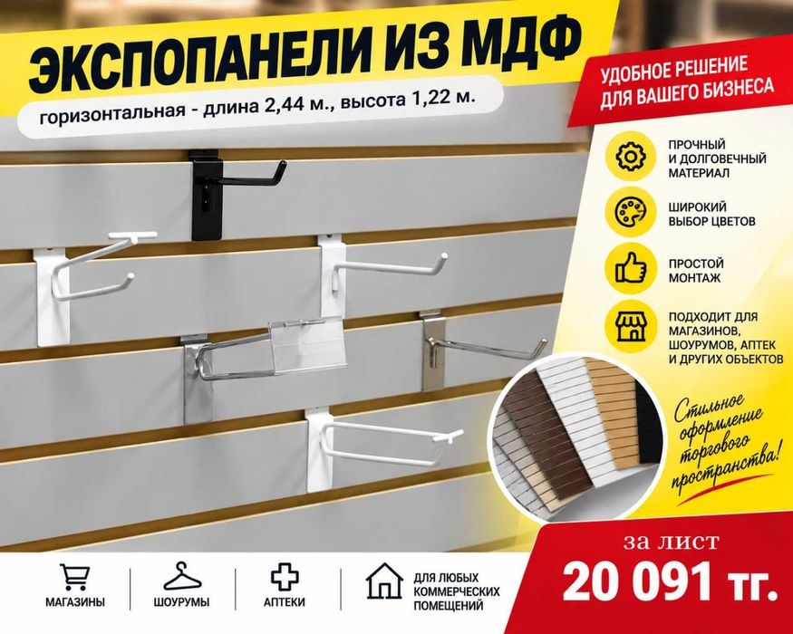 Торговая панель МДФ и пластик с пазами для магазина