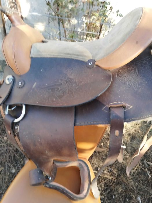 Șa călărie de piele originala model cowboy