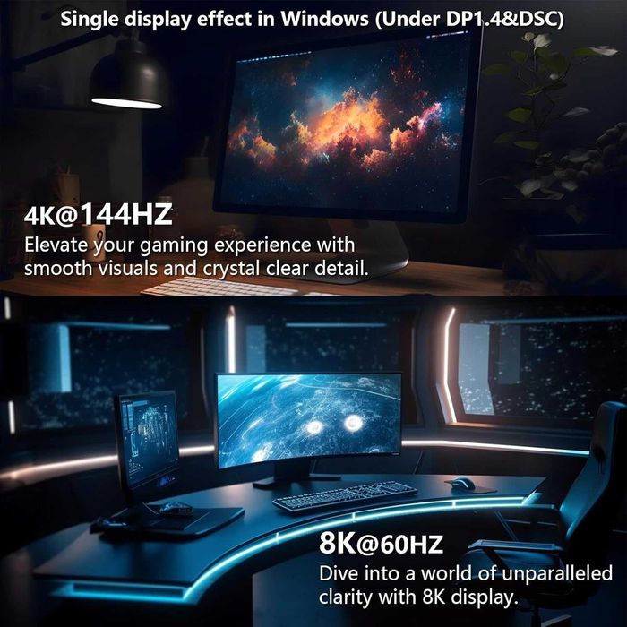 WAVLINK USB C докинг станция 125 W зареждане, 11-в-1 с 8K HDMI*2+8K DP