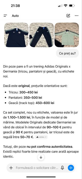 Vand complet adidas marimea M.produsele sunt originale 100% si se pot verifica.