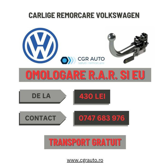 Carlige remorcare Volkswagen omologate si durabile