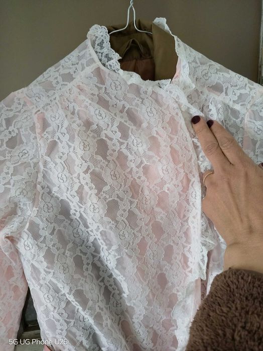Ретро пеньоар от 80-те. дантелен винтидж дамски халат