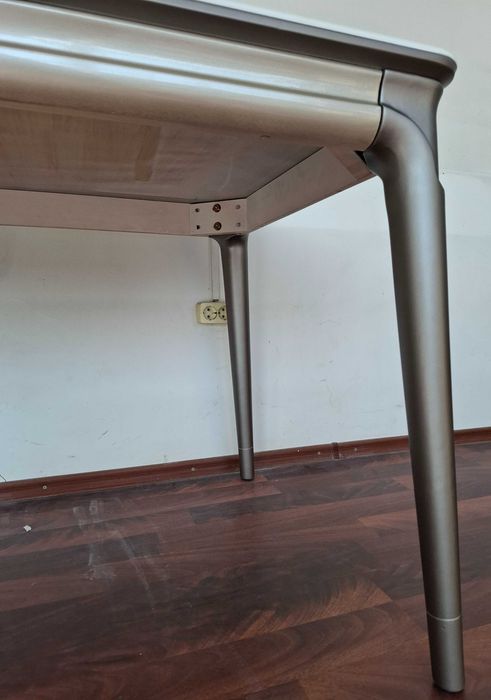 Masa MARMURA Alba insertie gri in valuri 130x80