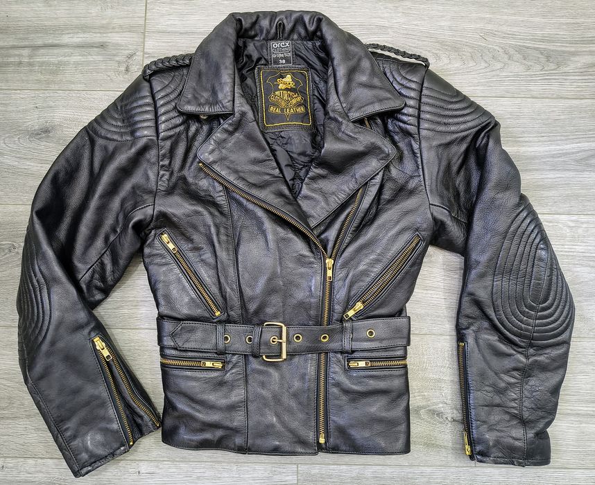 Geacă moto clasică din piele naturală, Orex, S/38