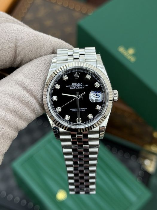 Rolex Date-Just Diamond 36 Black Dial ETA 3235