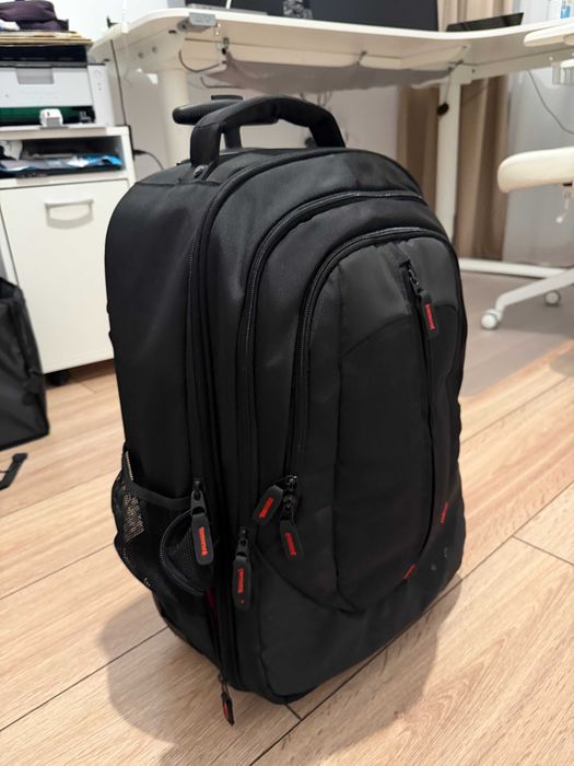 Rucsac foto troler Hama, cu roți, laptop 15.6", husă ploaie - stare foarte buna