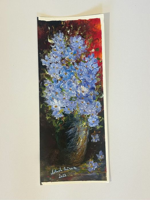 “Violete in vaza “ tablou acrylic pe hartie