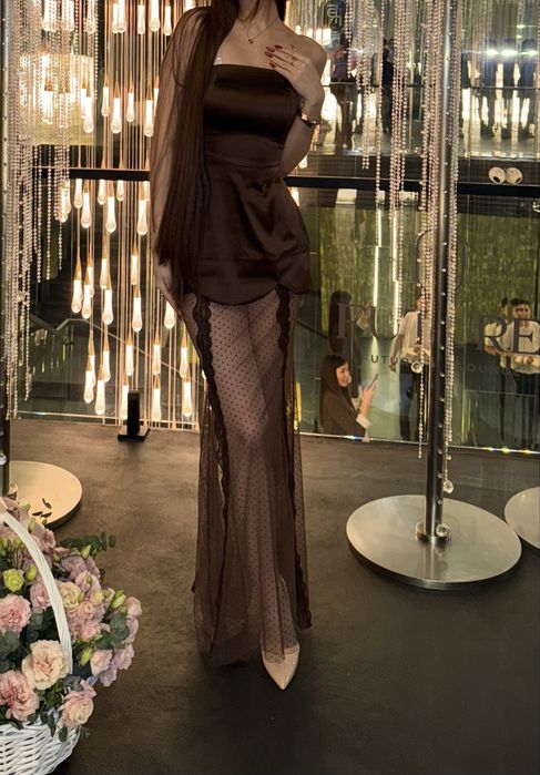 Платье вечернее короткое ,коричневое