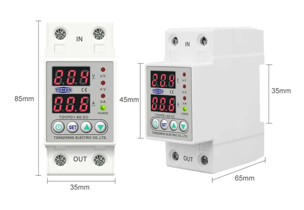 TOMZN 63A Защитно устройство за пренапрежение, цифрово реле за защита