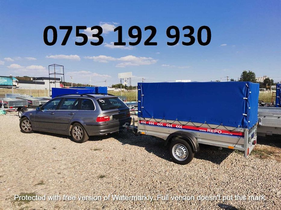 Remorca mono-ax 750 KG auto, usoara, REPO, noua, garantie, carte RAR