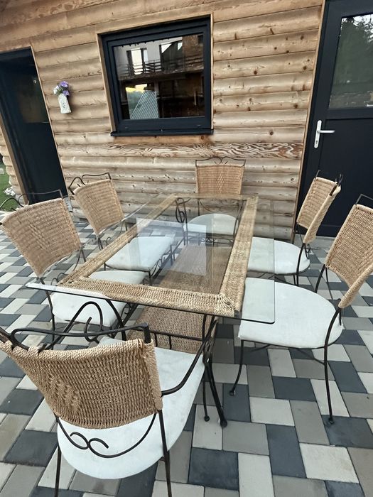 Set Elegant Masă + 6 Scaune – Ideal pentru Grădină, Terasă sau Interior