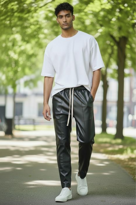 Pantaloni Piele Casual/Elegant cu sireturi lungi!