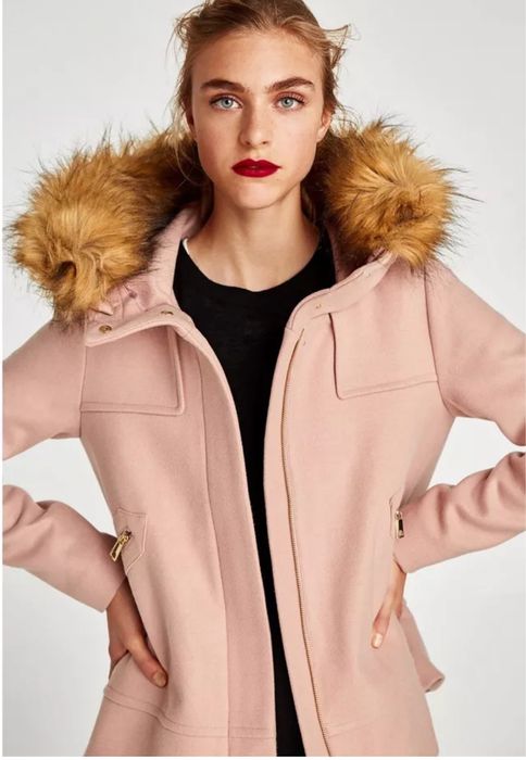 Вълнено палто с качулка Zara - като ново