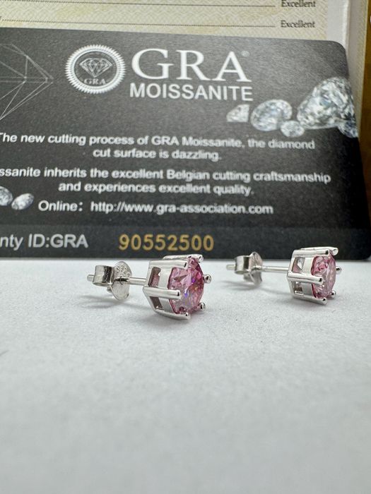 Сребърни обеци с мойсанит (Диамант) 1 карат