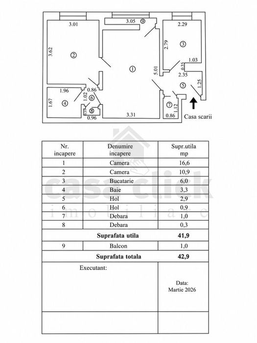 Țiglina 1 | 2 camere liniștite, fara risc seismic, lângă Tribunal