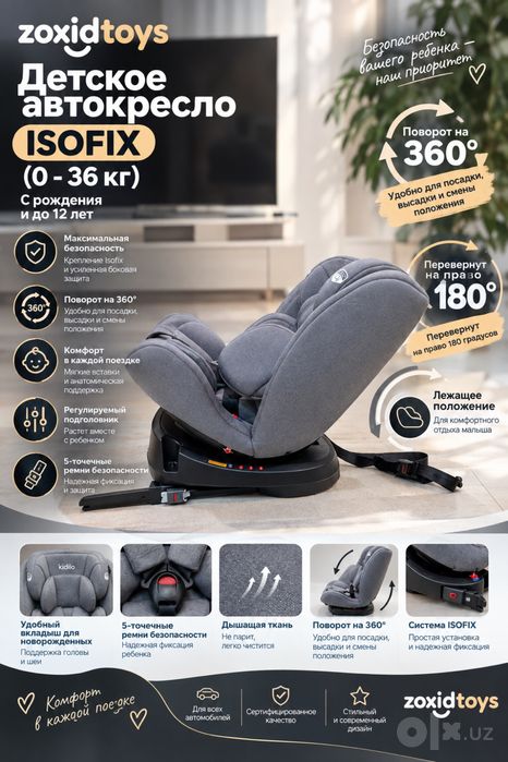 Автокресло ISOFIX 0-36kg KIDILO