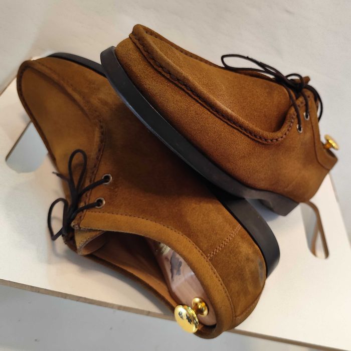 Pantofi derby casual 43.5 44 split toe Renzo Favero lucrati manual piele naturala moale mustar camel