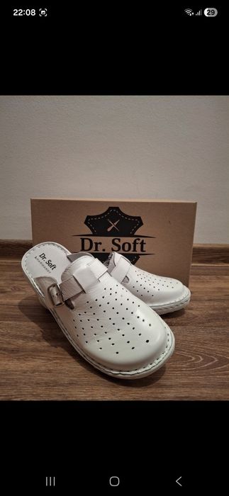 Saboți medicinali albi din piele interior si exterior mărimea 38