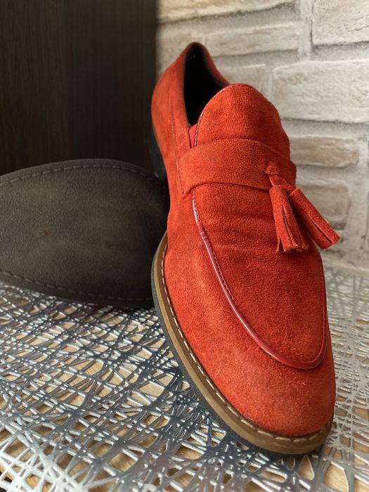 Mocasini barbati rosi cu ciucuri
