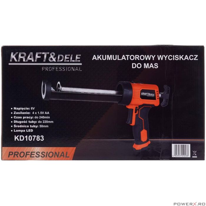 Pistol pentru silicon cu baterii tip AA, 6 V, Kraft