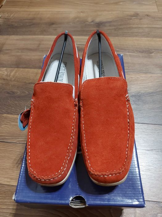 Pantofi barbati noi piele naturala intoarsa nr.43 rosii