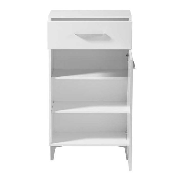 Скрин, Шкаф за антре заоблен бял гланц MDF 58 x 35 x 104,5-110 см