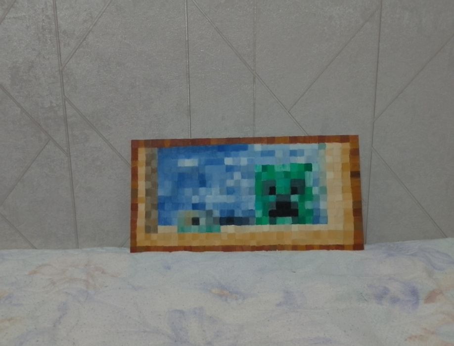Картина из маинкрафта на холсте.