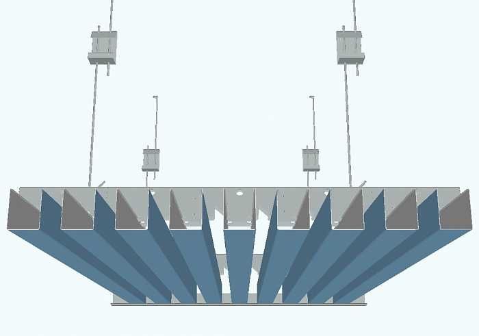 Металлический кубообразный реечный потолок – современный дизайн