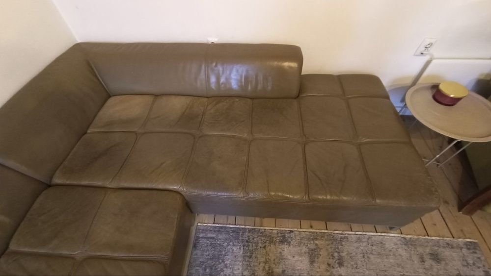 Италиянски кожен ъглов диван