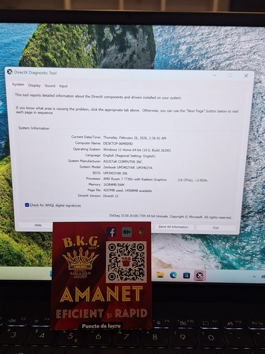 Asus ZenBook 14 Amanet BKG