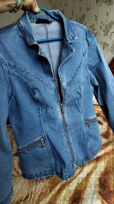 Джинсовый пиджак куртка джинсовка в талию