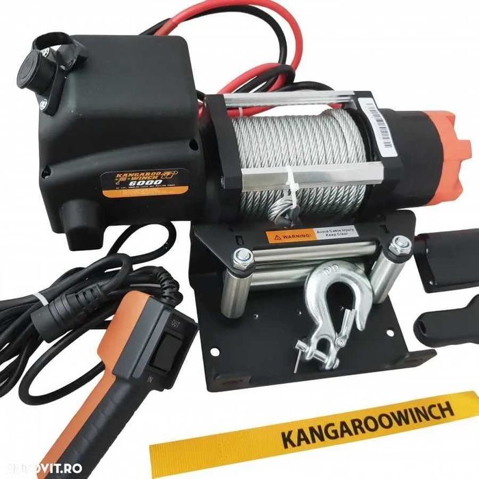 Troliu KANGAROOWINCH 6000 lbs(trage 2722 kg) cablu otel sau sintetic