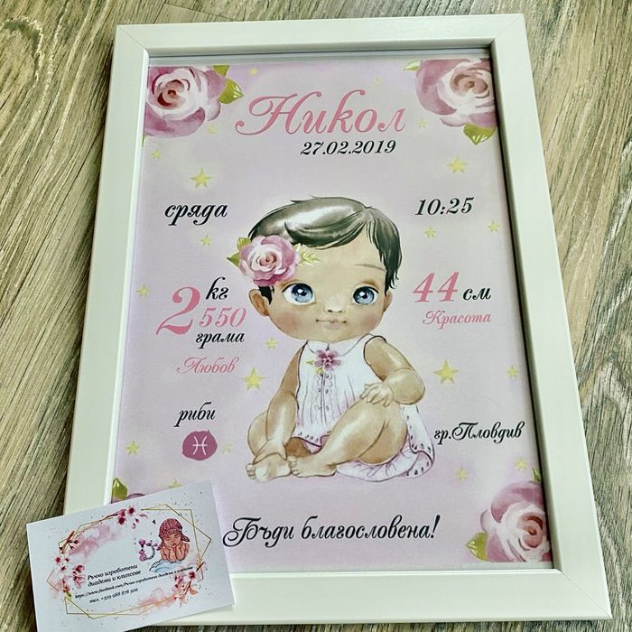 Персонализирана рамка/ Бебешка визитка