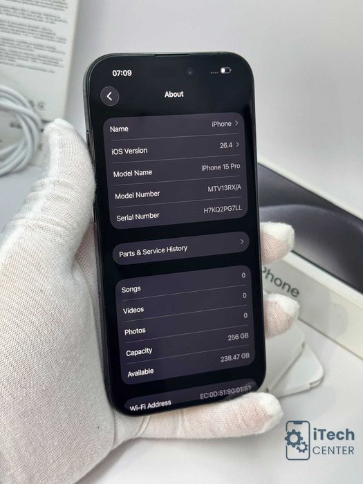 iPhone 15 Pro, 256GB, Black Titanium, НЕРАЗЛИЧИМ ОТ НОВ, 1г. ГАРАНЦИЯ!